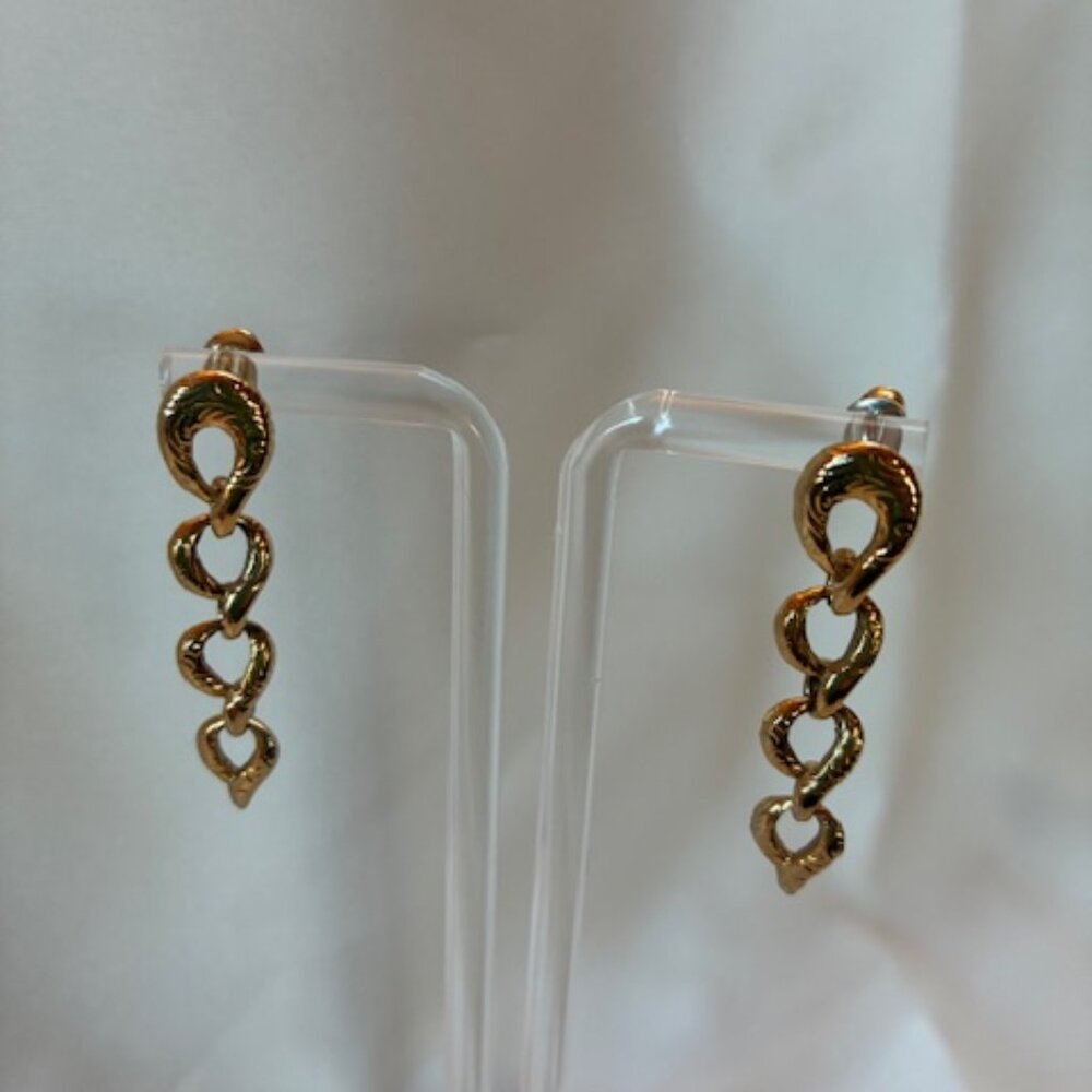 Earrings - gold tone dangling chain link style.
